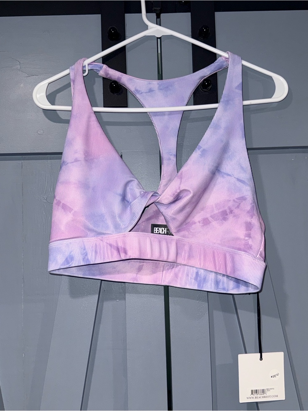 Beach Riot Lavender & Pink Twist-Front Sports Bra